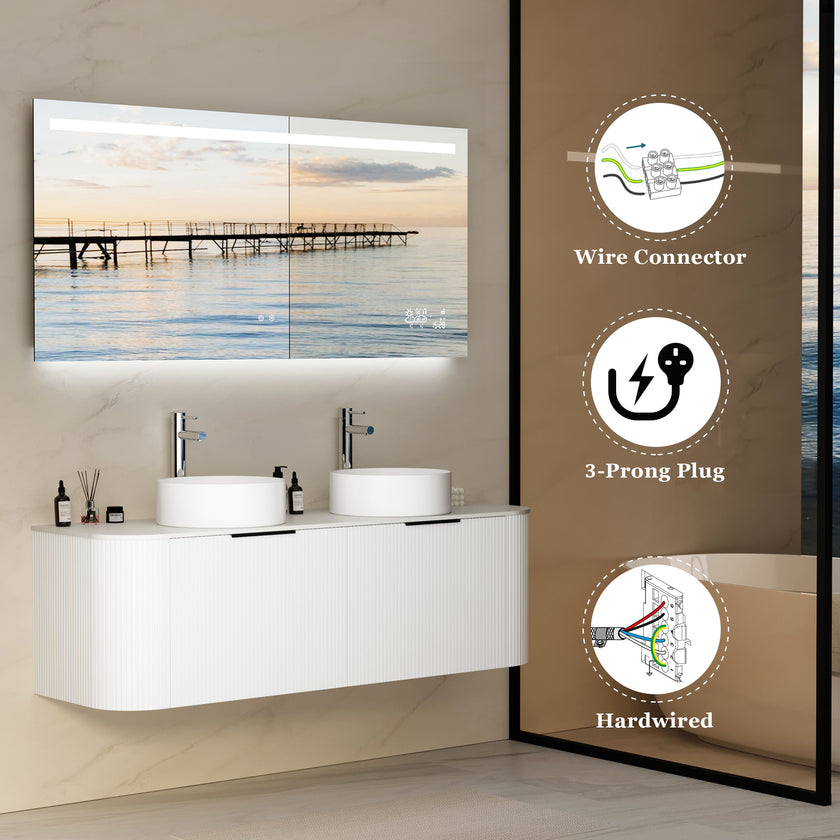 SPLENDOR Rectangular Frameless Top Horizontal Glow Stripe Custom LED Mirror