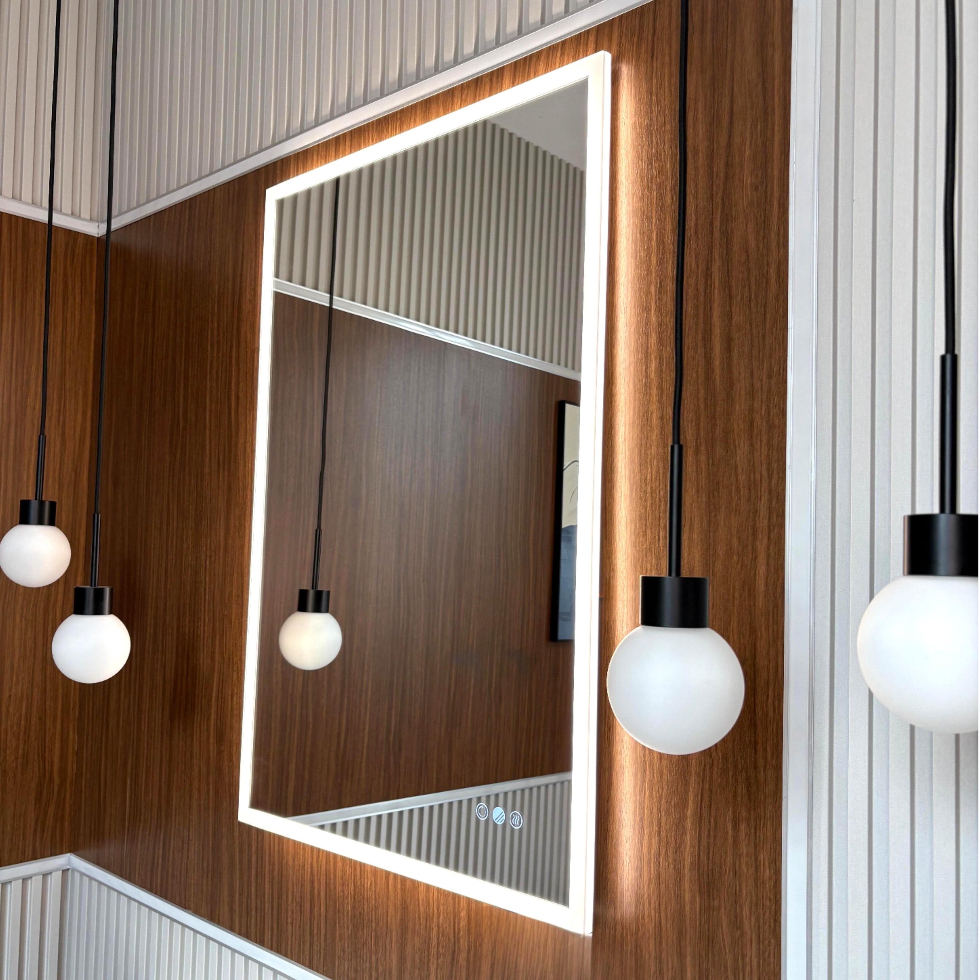 GLOWY Rectangular Frameless LED Mirror with Edge LED Light | Ship today mirror