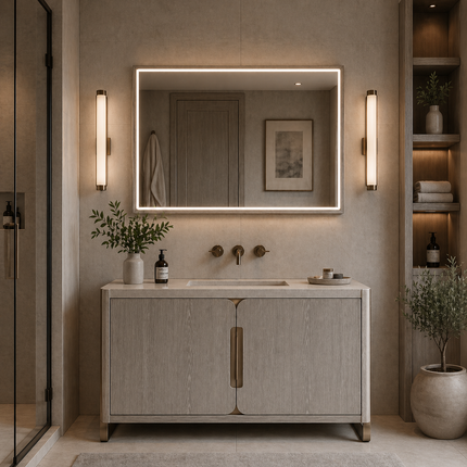 GLYNTI Rectangular Wooden Framed Custom LED Mirror | NEW ARRIVAL